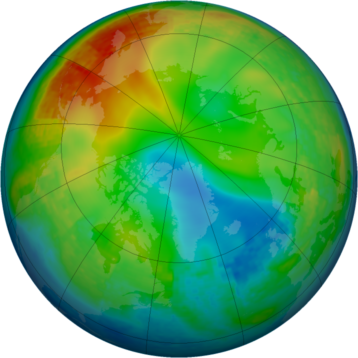 Arctic ozone map for 20 December 2001